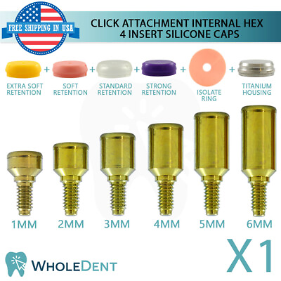 #ad Click Attachment Abut ment 4 Insert Silicone Caps Dental Im plant Internal Hex $45.00