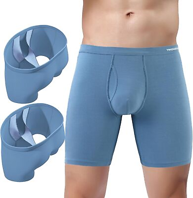 #ad Mens Boxers Anti Chafing Support Pouch Open Fly Boxer Briefs With Flap For Balls $23.71