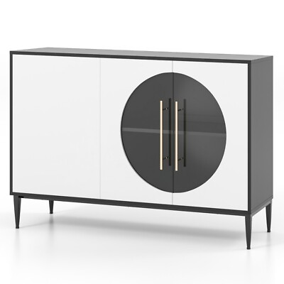 #ad Kitchen Storage Sideboard Buffet Cabinet with Tempered Glass Door Living Room $168.97