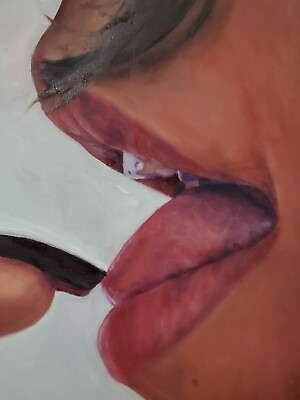 Erotic Oil painting Original Mouth Lips Nail 28×22 $110.00