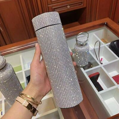 #ad 500ml Diamond Thermos Stainless Steel Water Bottle Girl Portable Thermos Cup Hot $38.00
