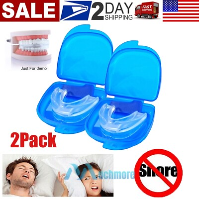 #ad Stop Snoring Mouthpiece Sleep Apnea Guard Bruxism Anti Snore Pure Grind Aid Tray $11.99
