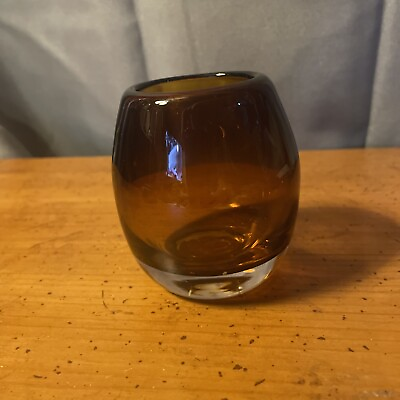 #ad Cognac Brown to Amber Votive Heavy Hand Blown Glass Candle Holder $8.00