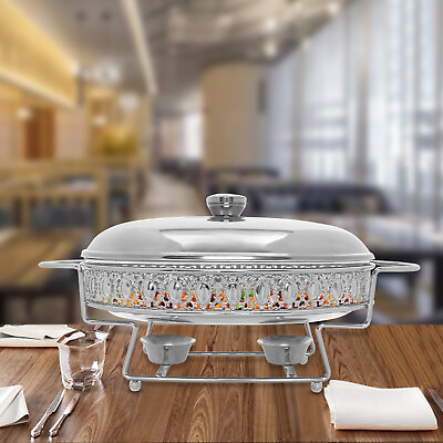 #ad 2L Buffet Party Food Warmer Oval Silver Catering Chafer Chafing Dish Set US $70.06