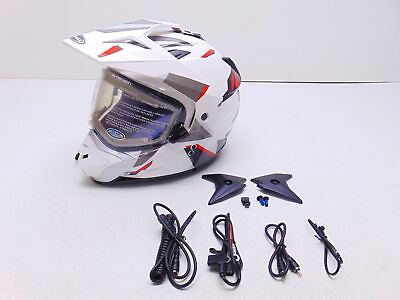 #ad GMAX GM 11S Ripcord Snow Helmet with Electric Shield White Grey Red Medium $69.99