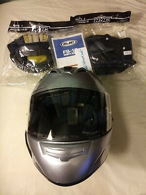 #ad HJC FS 15 Silver Motorcycle Helmet Small $140.00