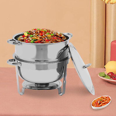 #ad 14.2 Qt Full Size Round Catering Dish Stainless Steel Buffet Food Warmer Hot Pot $75.81