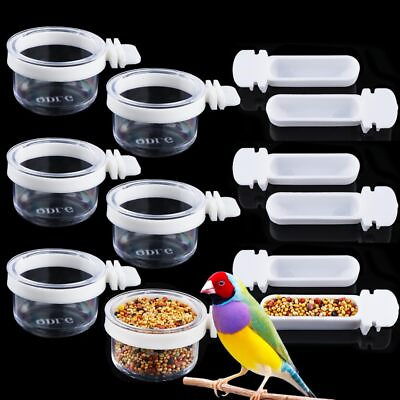 #ad #ad 6 Pcs Small Bird Detachable Transparent Bowl Parrot Plastic Food Cup Canary F... $23.73