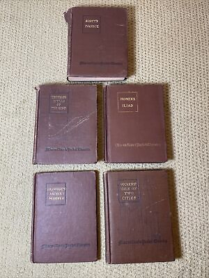 #ad Antique Set of 5 MacMillan#x27;s Pocket Classics Tennyson Ivanhoe Iliad Mariner Tale $40.00