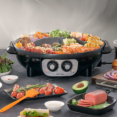 #ad Food Party 2 in 1 Electric Smokeless Grill and Hot Pot $120.47
