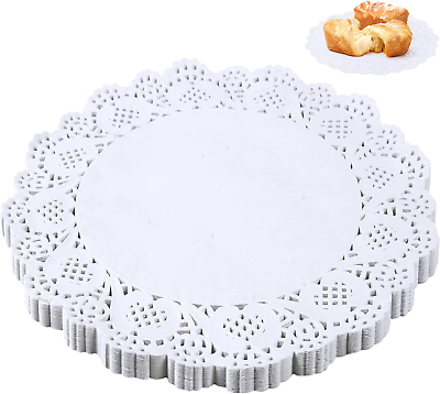 #ad 100 Pack Paper Doilies 6.5 Inch White Doilies for Food Disposable Lace Paper D $10.11