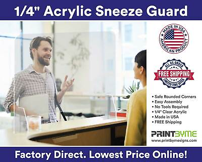 24” X 24” Sneeze Guard Clear Acrylic Plexiglass Countertop Barrier Shield 6mm $119.99
