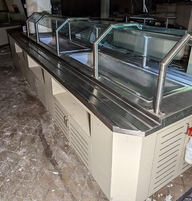 #ad Entire Servco Stainless Steel Buffet Salad Bar Server Stations Over 120#x27; $9600.00