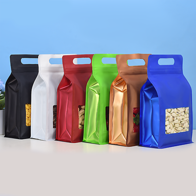 Clear Window Octagonal Seal Stand Up Coloured Aluminum Foil Food Portable Bags $66.49