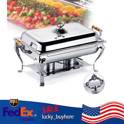 #ad 4 PCS Catering Chafer Chafing Dish Sets Stainless Steel 8QT Full Size Buffet $304.00