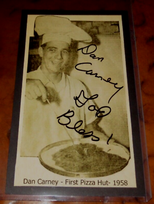 #ad Dan Carney signed autographed 6 x 3.5 in picture Co founder of Pizza Hut $29.95