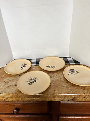 #ad Pottery Barn 8quot; Rustic Olive Side Salad BreadDessert Plates Set of 4 $17.25