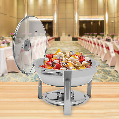 #ad Chafing Dish Set Stainless Steel Round Buffet Chafers BBQ Party Food Tray W Lid $40.85