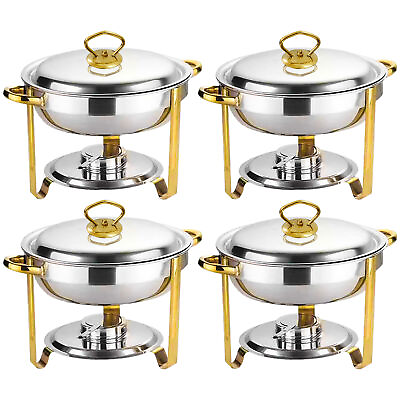 #ad 4 Pack 4.8 Qt Stainless Steel Chafer Chafing Dish Sets Bain Marie Food Warmer $152.56