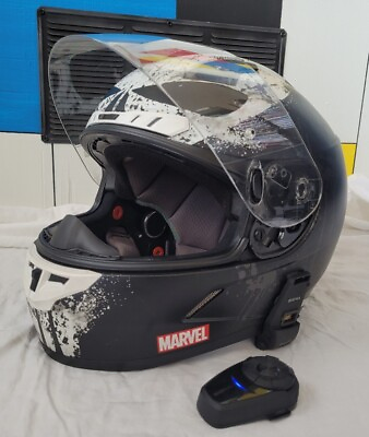 HJC CL 17 amp; Sena 10S Bluetooth Marvel Punisher Full Face Motorcycle Helmet XL $269.00
