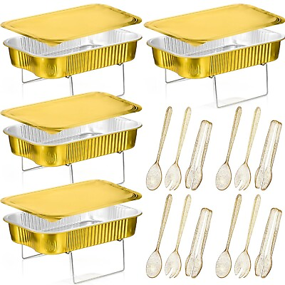 #ad Maxcheck 4 Sets Disposable Chafing Dishes Buffet Set Chafer Wire Racks Buffet... $47.40