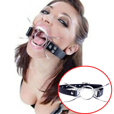 Bondage Open Mouth Spider Gag Oral O Ring Fixation Deep Throat PU Leather Belt $9.99