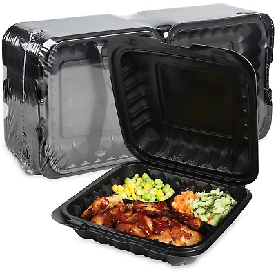 #ad Clamshell Food Containers 55 Pack Plastic Black To Go Containers with Lids fo... $42.36