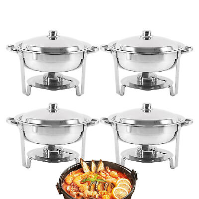 #ad Food Warmer Stainless Steel Catering Equipment Dish Set of 4 with Lid amp; Holder $193.58