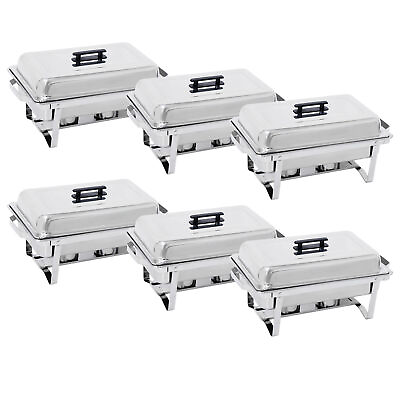 #ad 6 Pack Chafing Dish Stainless Steel Chafer Complete Set with Warmer 8QT $134.59