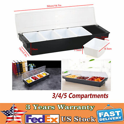 #ad #ad 3 4 5 Compartment Fruit Caddy Tray Salad Bar Condiment Dispenser Plastic w Lid $16.00