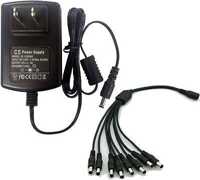 #ad 100 240V AC to DC 12V 3A 36W Power Supply Adapter with 1 to 8 Splitter Cable 5.5 $20.71