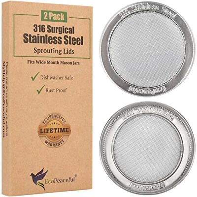 #ad 2 Pack Wide Mouth For Jars with 3 3⁄8quot; Outer Diameter Stainless Steel $15.35