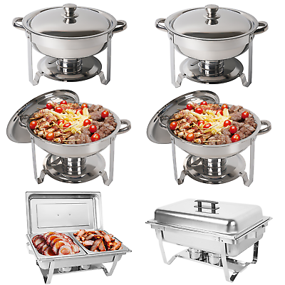 #ad Stainless Steel 4 Round Chafing Dish Buffet Set amp; 2 Rectangular Catering Chafers $189.00