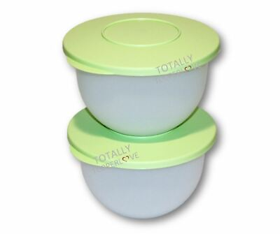 New Tupperware Set of 2 Impressions Bowls 5.5 Cup Mixing Salad Containers Green $37.95