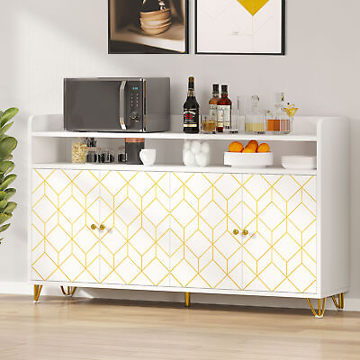 #ad 59quot; Modern Sideboard Buffet Storage Cabinet with Adjustable Shelves amp; 4 Doors $149.99