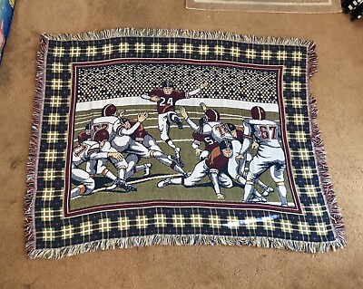 #ad VTG Crown Crafts Wall Hanging Football Game Tapestry 40quot; x 54quot; Rug $28.00
