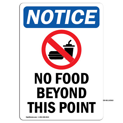 #ad No Food Beyond This Point With Symbol OSHA Notice Sign Metal Plastic Decal $40.99