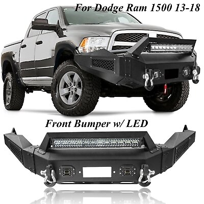 #ad Front Bumper Offroad Full Guard w LED Lights D rings For 13 18 Dodge Ram 1500 $729.99