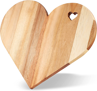 #ad Heart Shaped Cutting Board Acacia Wood Bread Board Cheese Serving Platter Servi $46.99