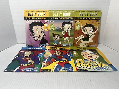 #ad Lot Betty Boop Popeye Superman Full length Episodes DVD Digitally Remastered $8.99