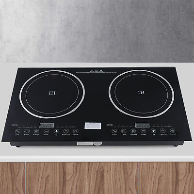 #ad 110V Black Tempered Glass Countertop Electric Dual Induction Cooker Cooktop Home $121.60