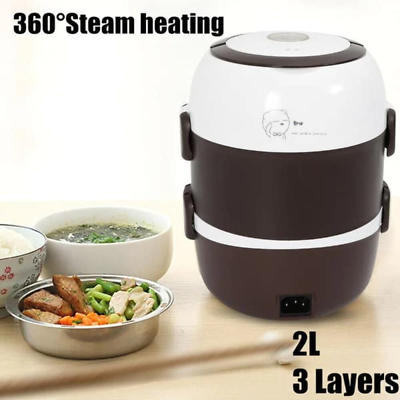 #ad Portable 3 Layers Electric Heating Bento Lunch Box Food Storage Warmer 23.5 x $19.00