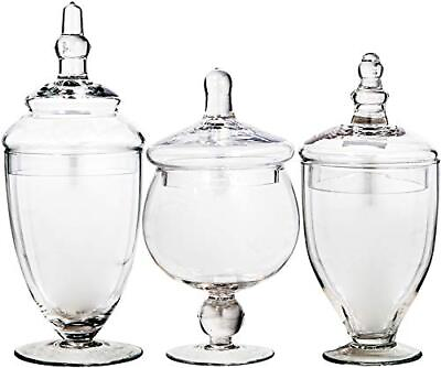 #ad #ad Apothecary Jars With Lids Set Of 3 Candy Jars For Candy Buffet Glass Dcor Laundr $60.83