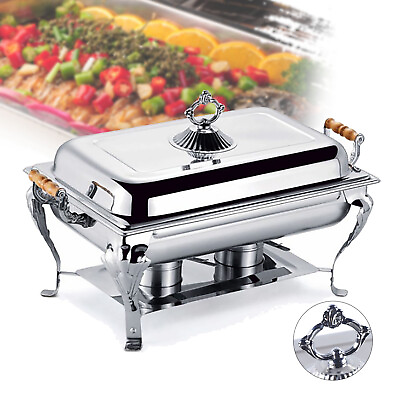 1 Pack 8 QT Stainless Steel Chafer Buffet Chafing Dish Set w Foldable Frame US $93.01