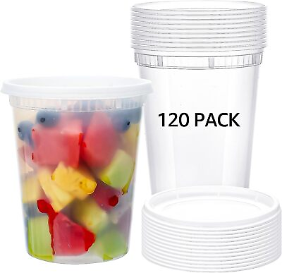 #ad 32 oz Heavy Duty Large Round Deli Food Soup Plastic Containers w Lids BPA free $37.50