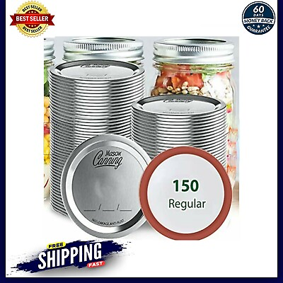 150 Count Canning Lids Regular Mouth for Mason Jars Ball Kerr Jars Supplies 70MM $14.19