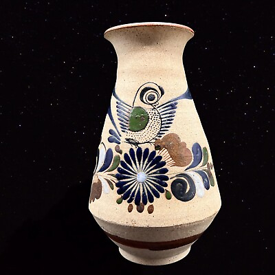 Vintage Mexico Folk Art Pottery Bird Dove Vase Signed D Campo Pottery 6”T 3.25”W $40.50