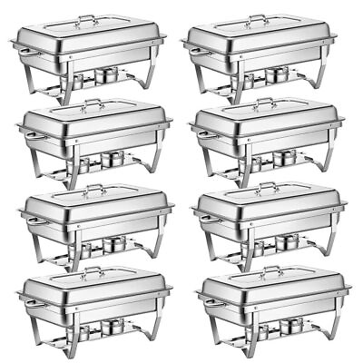 2 8 Pack Chafing Dish 9.5amp;5.3Q Stainless Bain Marie Buffet Chafer Food Warmers $65.99