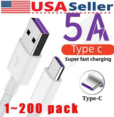 #ad USB Type C Data Cable 5A Fast Charging USB A to USB C Charger lot Cord For Phone $124.49