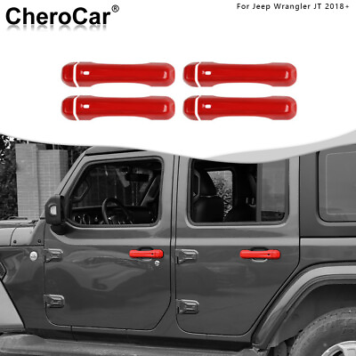 #ad #ad Exterior Door Handle Cover Trim Decoration for Jeep Gladiator JT 2018 2022 Red*4 $24.99